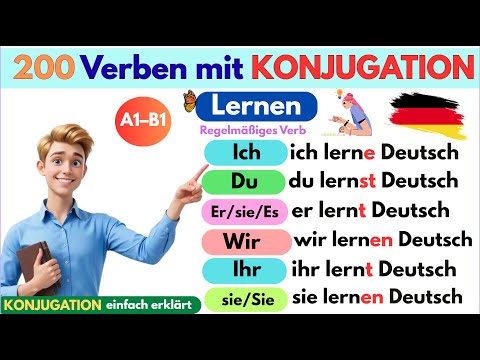 200 Verben mit KONJUGATION & Beispielsätzen 🚀 Deutsch lernen A1–B1 für Anfänger