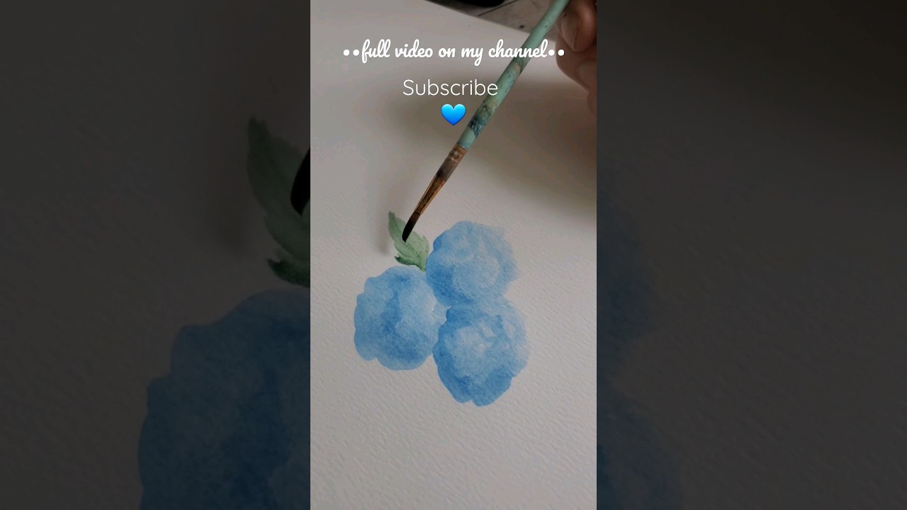 painting a Hydrangea with watercolor #youtubeshorts #watercolorpainting #watercolorbeginner #viral