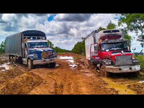 Dobletroques caravaneando por la vía a Puerto Carreño Vichada 