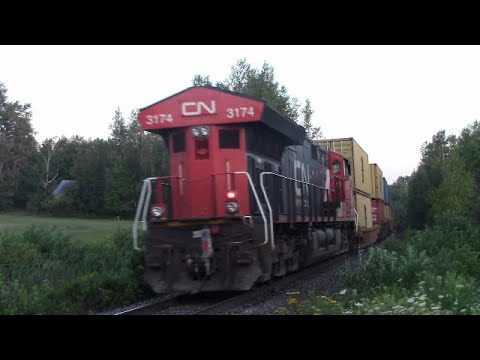 Lots of MSC Containers! Long CN Train 121 w/Rear DPU at Berry Mills, NB at Sunrise