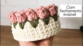 Cesto Tulipa em Crochê com Fio de Malha | Fácil para iniciantes