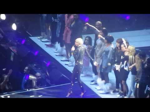 Miley Cyrus cries during Adore You - Stage Crew comforts her