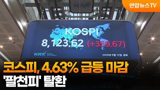 코스피, 4.63% 급등 마감…'팔천피' 탈환 / 연합뉴스TV (YonhapnewsTV)