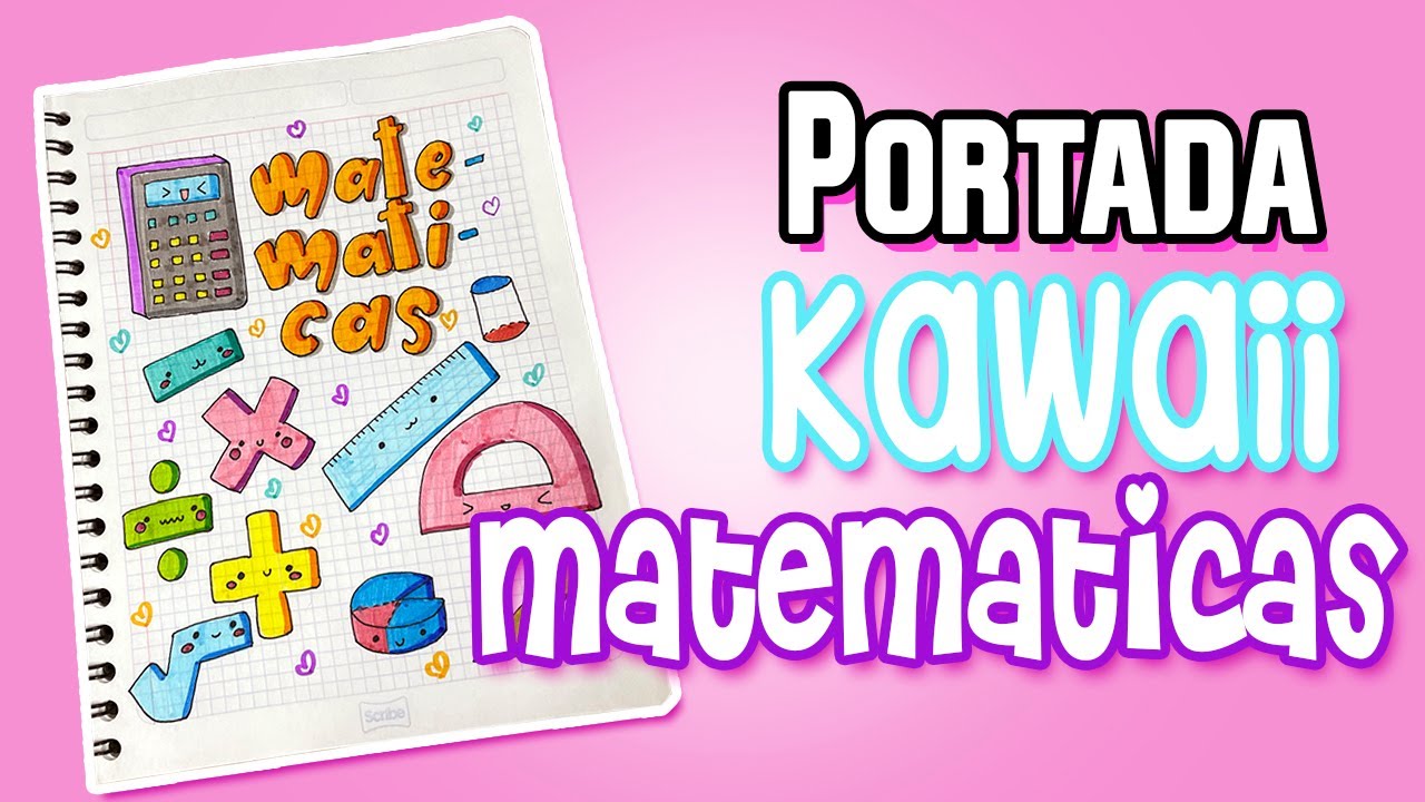 PORTADA de MATEMATICAS KAWAII | Portadas faciles y bonitas kawaii | ASSIGNMENT FRONT PAGE DESING