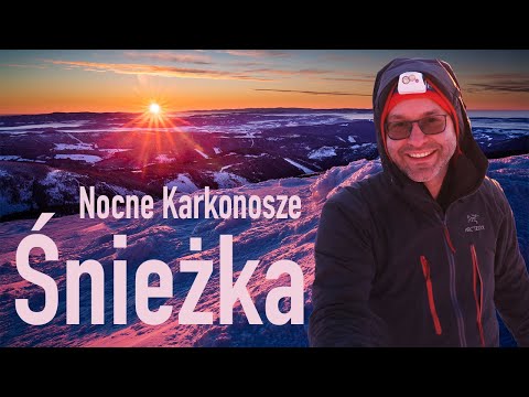 Śnieżka w Zimie. Nocne Karkonosze.