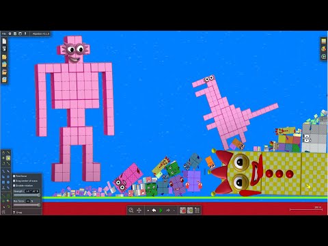 Giant Numberblocks and Octoblock - The floor is Lava!! Part 2 (Survival challenge) by Algodoo