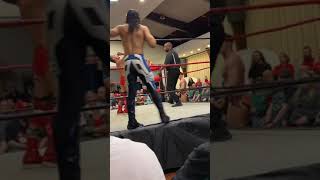 Little Guido spitting on Scotty Slade lucky pro wrestling!