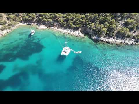 Mediterranean-style anchoring with a line ashore.