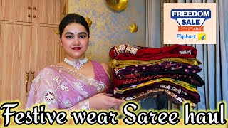 Flipkart Freedom Festival sale upto 70%off beautiful Festive Saree haul @PoojaRikichoyal 