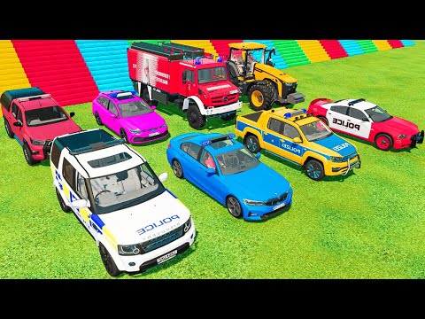 TRANSPORTING BMW M8, MERCEDES, VOLKSWAGEN & DACIA EMERGENCY CARS WITH MAN TRUCKS - Farming Simulator