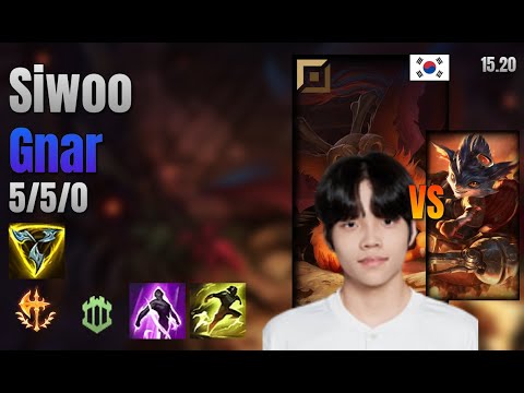 Siwoo Top Gnar vs Rumble lol KR solo rank Full Game 15.20 | 시우 나르 vs 럼블