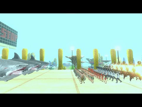 Hunting for Mutant Megalodon in the ocean in Animal Revolt Battle Simulator