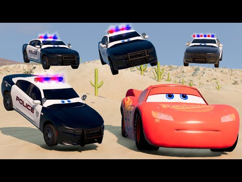 Epic Lightning Mcqueen Police Chase and Car Crashes | BeamNG.Drive