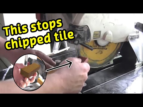 Part of a video titled How to stop chipping tile when cutting with a wetsaw - YouTube