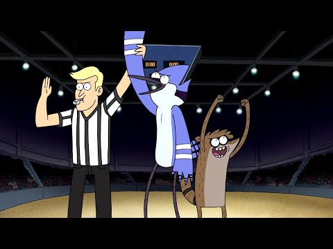 Regular Show - Mordecai And Rigby Vs The Competitors In Spinning Donuts