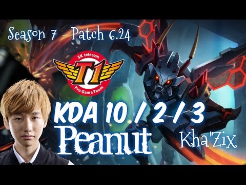 SKT T1 Peanut KHA'ZIX vs REK'SAI Jungle - Patch 6.24 KR Ranked