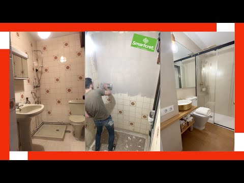 🚿💫 TRANSFORMATION of a Small and Old BATHROOM - Wall Covering with MICROCEMENT 🛁