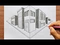 How to Draw a City in Two-Point Perspective For Beginners : 3D Drawing