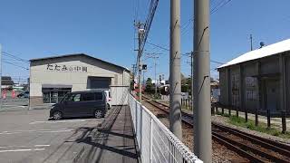 伊予鉄道 郊外電車 余戸駅北側 郡中港行き3000系 到着