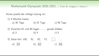 NI600311  | Mathematik-Olympiade 2021 | Grundschule | Multiple Choice | Aufgabenblatt zum Download