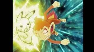 Ash's Chimchar saves Ash's Pikachu ! | Chimchar gets hurt | Pokémon Diamond and Pearl .