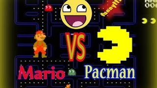 Pacman vs funny Mario comedy in mario maker 8 bit & super mario maker in mario bros galaxy 2