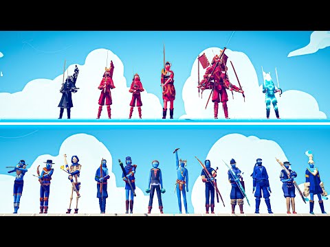 SAMURAI Team vs RANGED Team - Totally Accurate Battle Simulator TABS