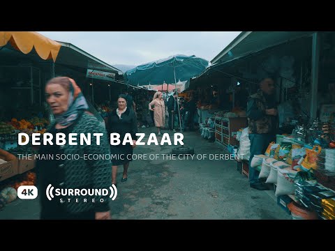 Bazar Derbent no Daguestão - passeio a pé em 4K | Binaural ASMR