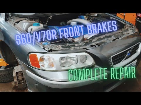Front brakes on Volvo S60R. Complete repair. step by step.