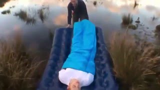 Pushing sleeping friend into lake prank