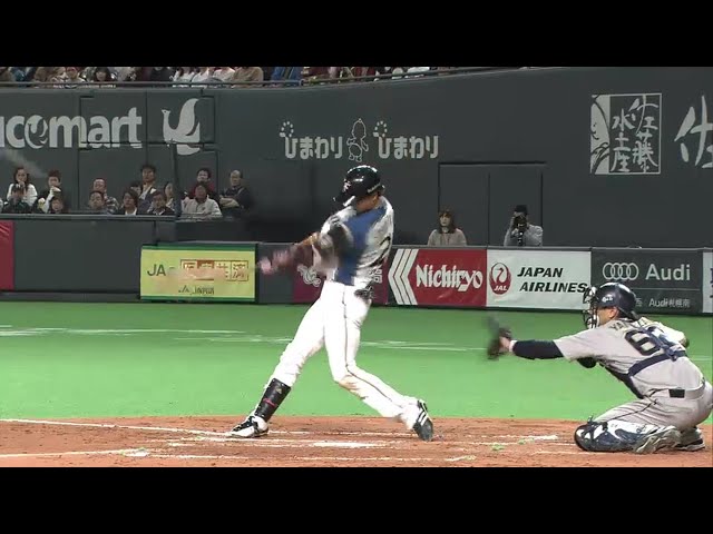 ファイターズ西川 今季1号となる2ランホームランで追加点!! 2014/3/30 F-Bs