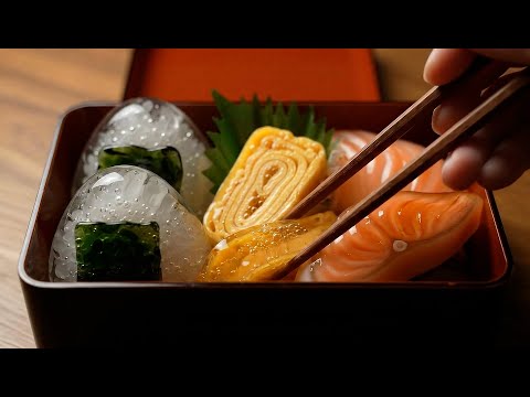 Crystal Makunouchi Bento Picking Up Glass Tamagoyaki  ASMR Food Art　｜ガラスの幕の内弁当｜卵焼きをそっとつまむASMRの瞬間