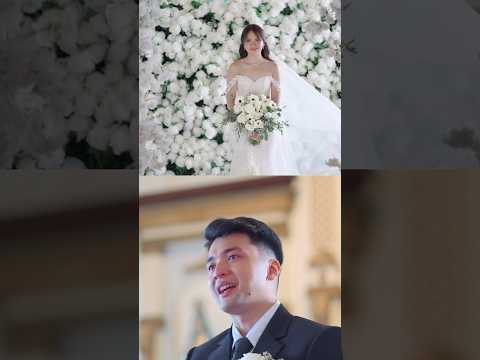 She is lucky ❤️ The way he is waiting for her #priceless #couplestatus #cutelovestory #wedding dress