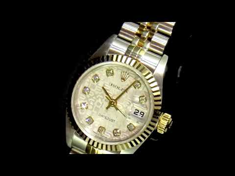Lady's 18k Yellow Gold/Stainless Steel Rolex Datejust Automatic Wristwatch with Diamond Dial