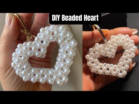 DIY || HOW TO MAKE HEART KEYCHAINS || BEADED HEART ( BEADED KEY CHAIN)