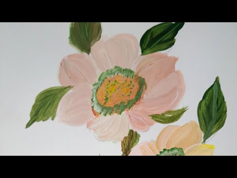 Floral paint with #acrylic flower painting tutorial painting 🌿👌😱