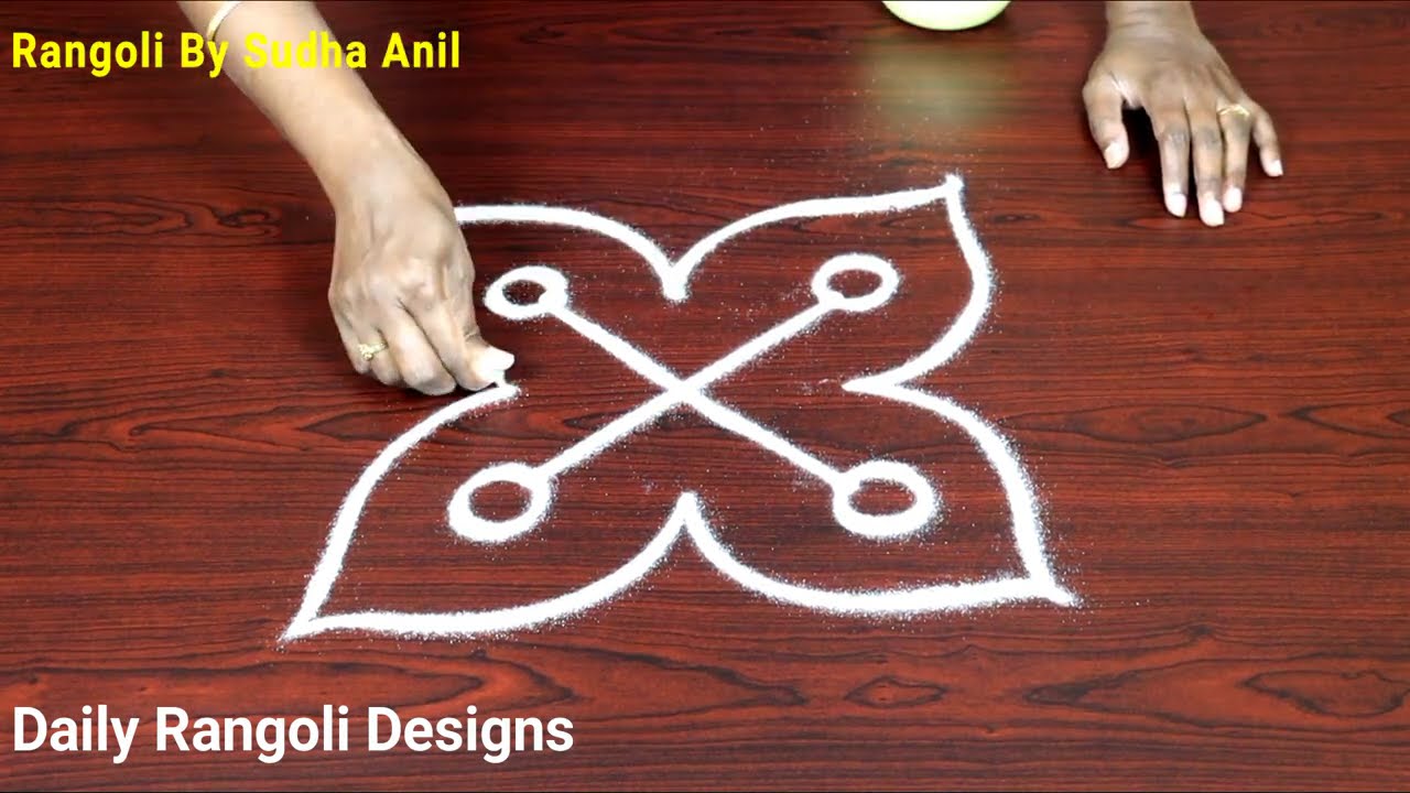 simple rangoli design with 2 dots by sudha anil