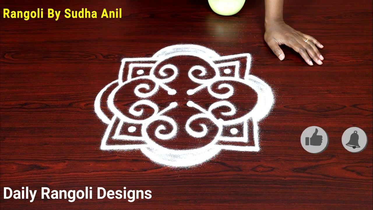 Simple rangoli design with 2 dots by sudha anil | Videos