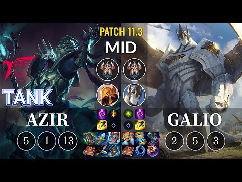TLN Tank Azir vs Galio Mid - KR Patch 11.3
