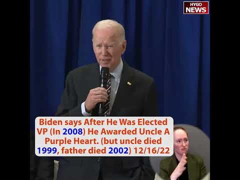 Biden: After Elected VP (In 2008) He Awarded Uncle A Purple Heart. Uncle died 1999, father died 2002