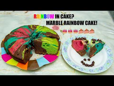 Rainbow in Cake?Yes!Marble Rainbow Cake