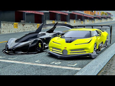 Bugatti EB110 Hommage GTR vs Ferrari F80 GTR - Drag Race