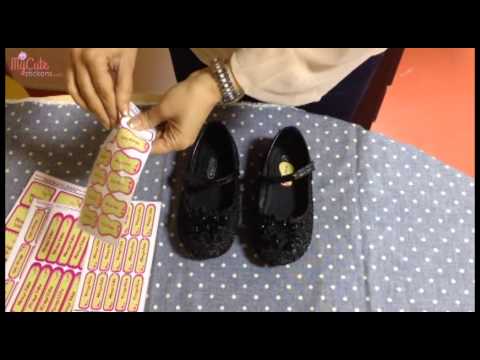 How to apply shoe labels stickers on girls shoes