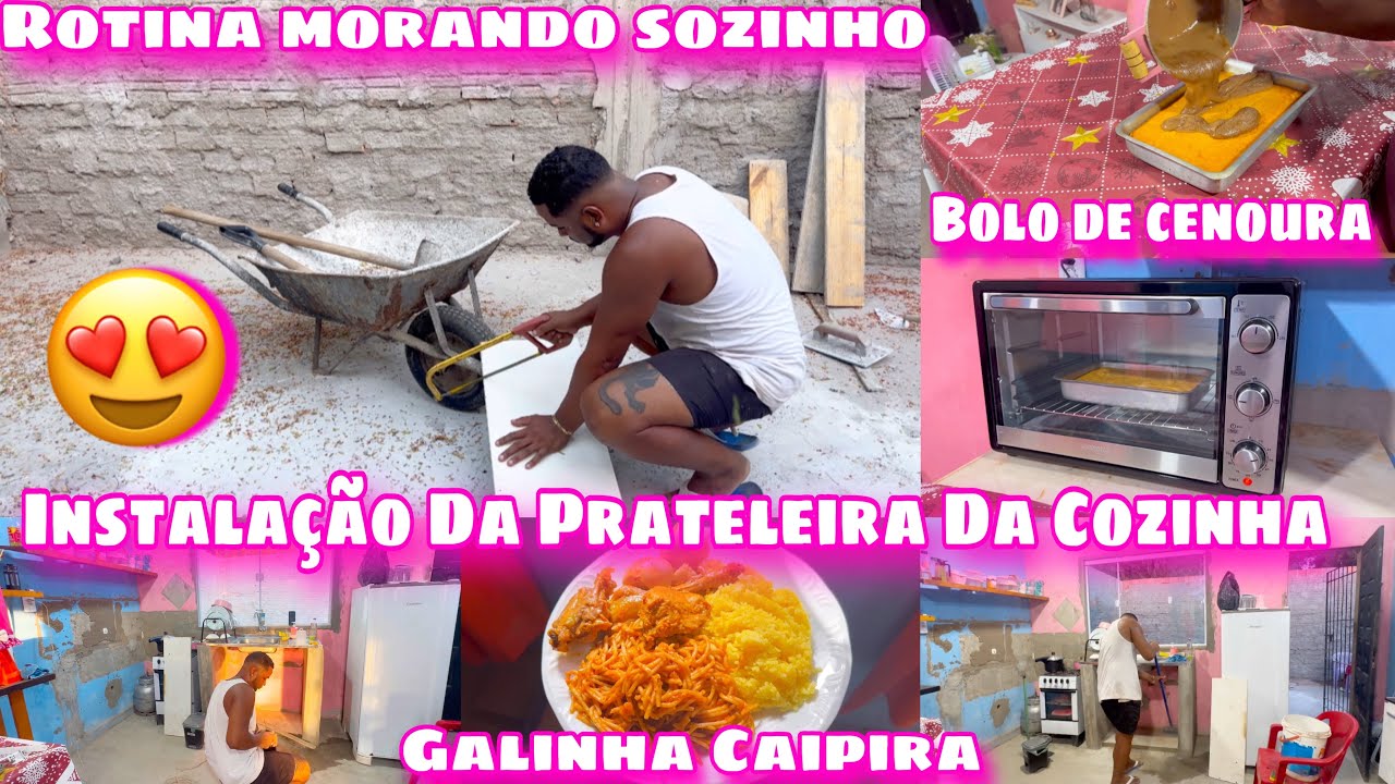 INSTALEI PRATELEIRA NA COZINHA/ORGANIZEI PRODUTOS DE LIMPEZA/BOLO DE CENOURA/GALINHA CAIPIRA COZIDA