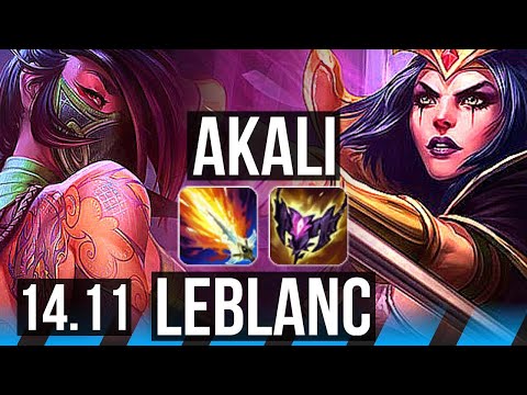 AKALI vs LEBLANC (MID) | 68% winrate, 9/1/1, Dominating | EUW Challenger | 14.11
