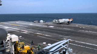X-47B Completes First Carrier-based Arrested Landing