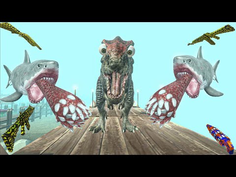 ⚡FPS DEATH RUN IN MUTANT MEGALODON INFESTED WATER⚡-Animal Revolt Battle Simulator