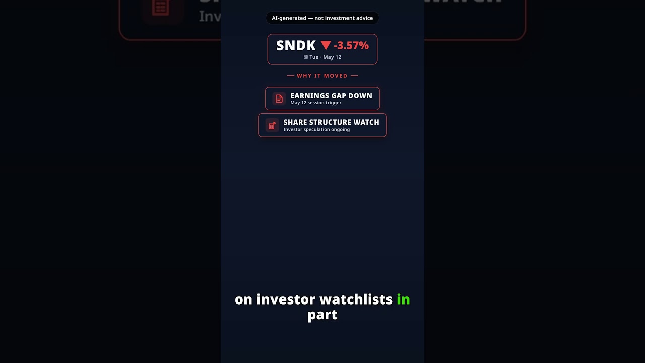 SNDK drops 3.57% on 2026-05-12 — AI explainer