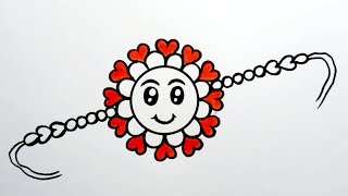 How to Draw Rakhi Step by Step || Raksha Bandhan Special Drawing || Cute Rakhi Drawing Colour..