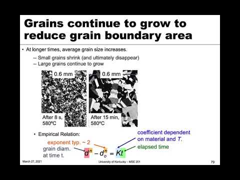 MSE 201 S21 Lecture 25 - Module 3 - Annealing: Grain Growth